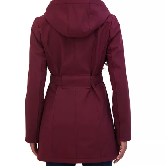Sebby Collection Plus Softshell Burgundy Trench Coat...Size 1X - Picture 2 of 7